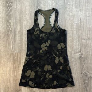 lululemon athletica Black and Green Butterfly Tank Top
